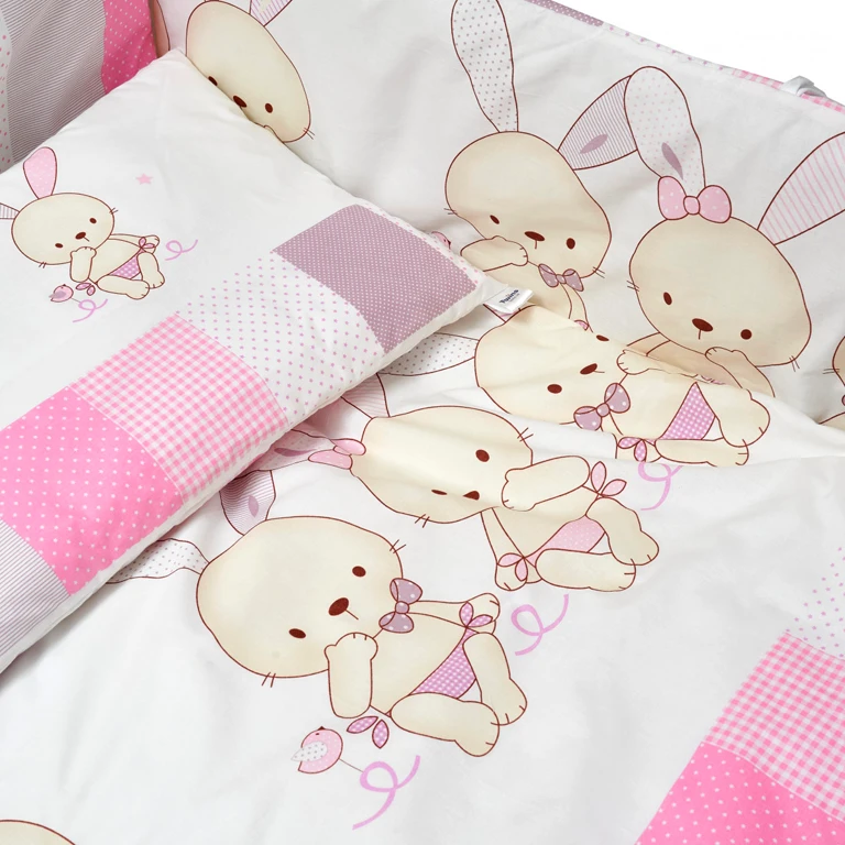 Постільний комплект 7 ел Twins Dolce Друзі зайчики 4060-D7-002, pink